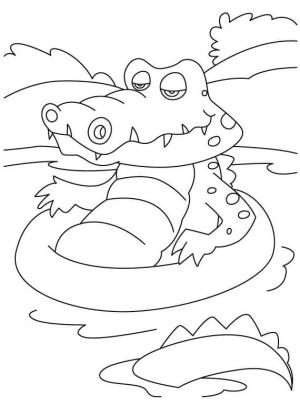 Yüzme boyama sayfası,  coloring page, Timsah Yüzme, 