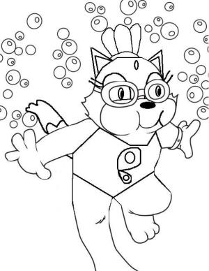 Yüzme boyama sayfası,  coloring page, Kedi Yüzmeyi Ateşle, 