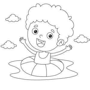 Yüzme boyama sayfası,  coloring page, Temel Çocuk Yüzme, 