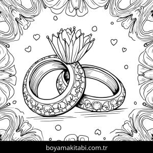 Yüzük boyama sayfası – çocuklar için, çizgi film temalı