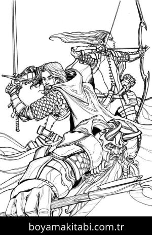 Yüzüklerin Efendisi boyama sayfası – sanatsal çalışma, çocuklar için