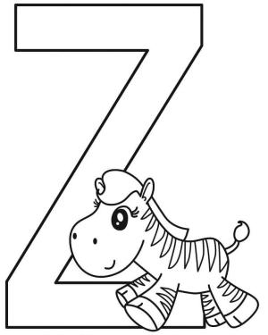 Z Harfi boyama sayfası,  coloring page, Bebek Zebra Z Harfi, 