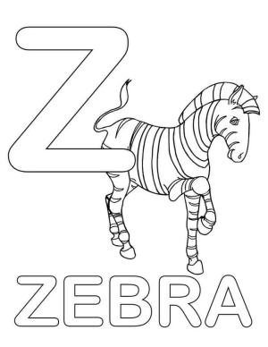 Z Harfi boyama sayfası,  coloring page, Zebra Z Harfi Gülümseyerek, 