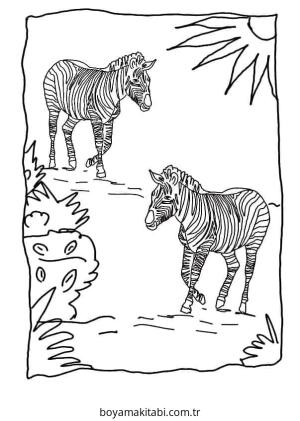 Zebra boyama sayfası – basit çizim, kolay boyama