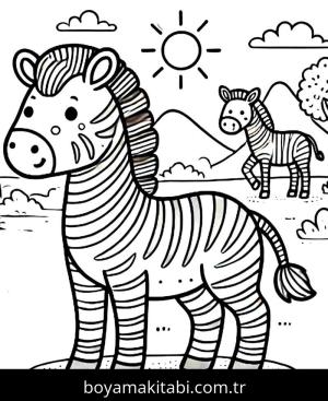Zebra boyama sayfası, Zebra coloring page, , 