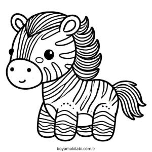 Zebra boyama sayfası – basit çizim, kolay boyama