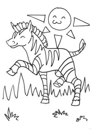 Zebra boyama sayfası, Zebra coloring page, Zebra Mutlu, 