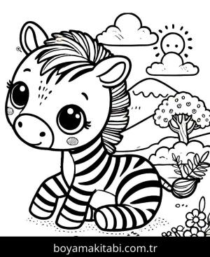 Zebra boyama sayfası, Zebra coloring page, , 