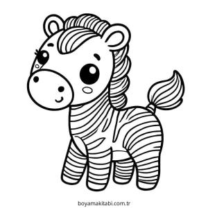 Zebra boyama sayfası – çizgi film temalı, basit çizim