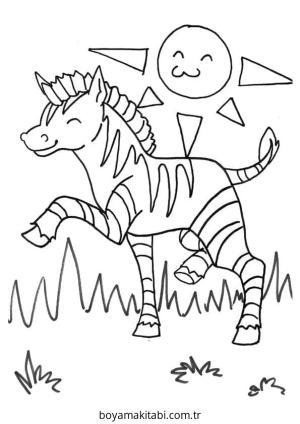 Zebra boyama sayfası – eğitici aktivite, yaratıcılık