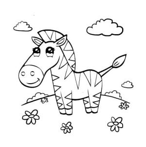 Zebra boyama sayfası, Zebra coloring page, Karikatür Zebra, 