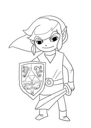 Zelda boyama sayfası,  coloring page, Kılıç ve Şapkalı Mini Goblin, 