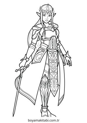 Zelda boyama sayfası – PDF indir, sevimli karakter