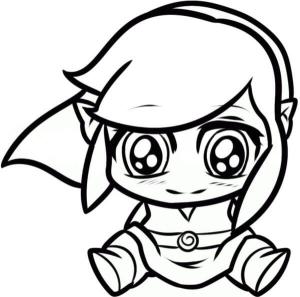 Zelda boyama sayfası,  coloring page, Büyük Nazik Gözlü Chibi Link, 