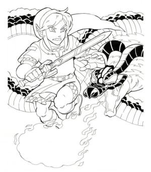 Zelda boyama sayfası,  coloring page, Ejderhayla Tehlikeli Mücadele, 