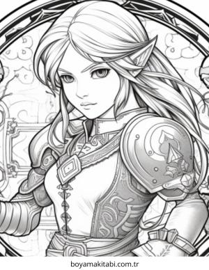 Zelda boyama sayfası – sevimli karakter, sanatsal çalışma