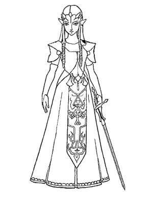 Zelda boyama sayfası,  coloring page, Kraliyet Kanından Bir Savaşçı ve Cesur Kız, 