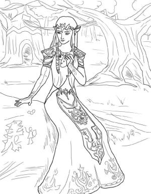 Zelda boyama sayfası,  coloring page, Kıyıda Rüya Gören Gizemli Prenses, 