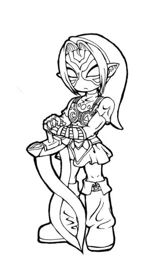 Zelda boyama sayfası,  coloring page, Sıradışı Bir Kılıçla Modern Bağlantı, 