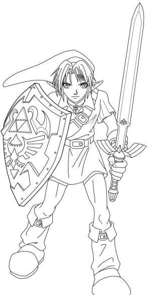 Zelda boyama sayfası,  coloring page, Bağlantı Hazır Dövüş, 