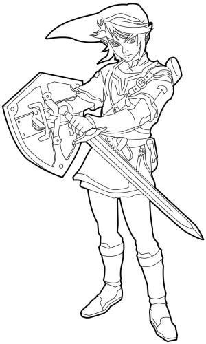 Zelda boyama sayfası,  coloring page, Link, Onu Yenmek İçin Büyük Kılıcı Kullanıyor, 