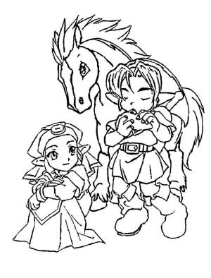 Zelda boyama sayfası,  coloring page, Link Sevdiği Kişi İçin Güzel Bir Melodi Çalıyor, 