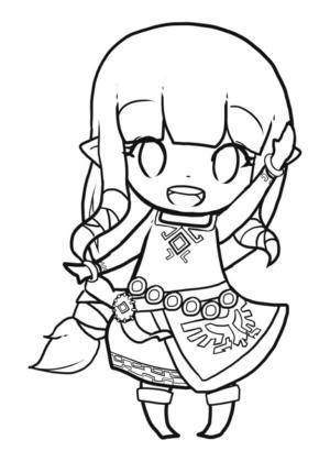 Zelda boyama sayfası,  coloring page, Chibi Zelda Cesur Bir Savaşçıdır, 