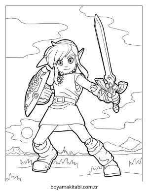 Zelda boyama sayfası – sanatsal çalışma, çocuklar için