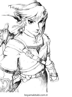 Zelda boyama sayfası – çizgi film temalı, basit çizim