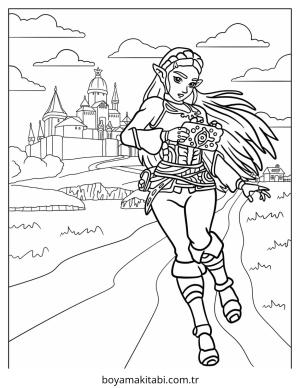 Zelda boyama sayfası – renkli çizimler, okul öncesi