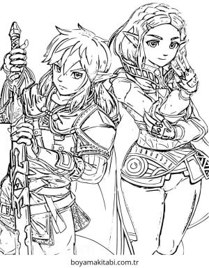 Zelda boyama sayfası – kolay boyama, eğitici aktivite