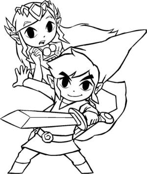 Zelda boyama sayfası,  coloring page, Chibi Link Prensesini Kurtarmak İçin Geri Dönüyor, 