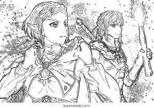Zelda boyama sayfası – renkli çizimler, okul öncesi