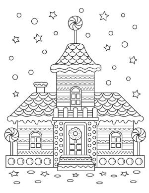 Zencefilli Kurabiye Evi boyama sayfası,  coloring page, Güzel Zencefilli Kurabiye Evi, 