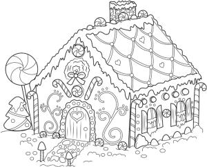 Zencefilli Kurabiye Evi boyama sayfası,  coloring page, Basit Zencefilli Kurabiye Evi, 