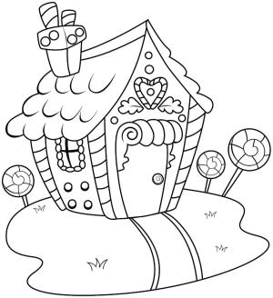 Zencefilli Kurabiye Evi boyama sayfası,  coloring page, Büyük Zencefilli Kurabiye Evi, 