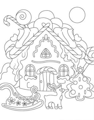 Zencefilli Kurabiye Evi boyama sayfası,  coloring page, Normal Zencefilli Kurabiye Evi, 