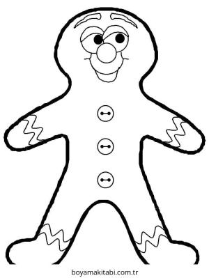 Zencefilli Kurabiye Adam boyama sayfası – çocuk aktivitesi, PDF indir