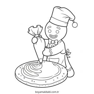 Zencefilli Kurabiye Adam boyama sayfası – basit çizim, kolay boyama