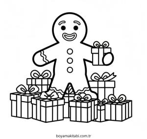 Zencefilli Kurabiye Adam boyama sayfası – sevimli karakter, sanatsal çalışma