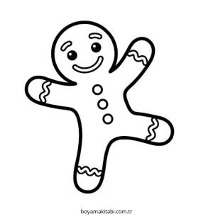 Zencefilli Kurabiye Adam boyama sayfası – sevimli karakter, sanatsal çalışma