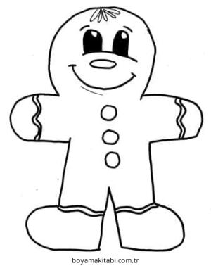 Zencefilli Kurabiye Adam boyama sayfası – eğitici aktivite, yaratıcılık