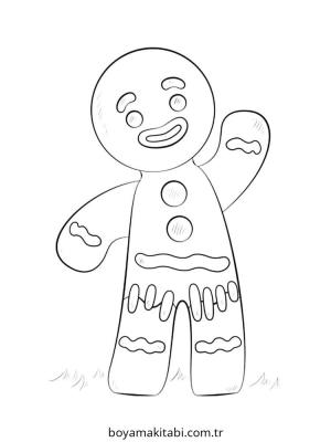 Zencefilli Kurabiye Adam boyama sayfası – renkli çizimler, okul öncesi