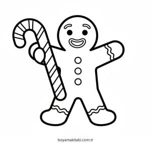 Zencefilli Kurabiye Adam boyama sayfası – renkli çizimler, okul öncesi