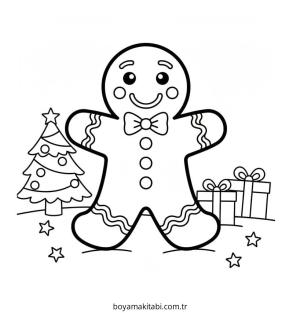 Zencefilli Kurabiye Adam boyama sayfası – çizgi film temalı, basit çizim