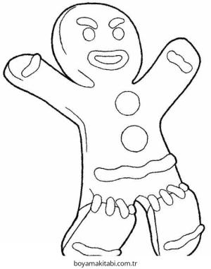 Zencefilli Kurabiye Adam boyama sayfası – çizgi film temalı, basit çizim