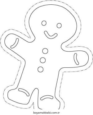 Zencefilli Kurabiye Adam boyama sayfası – el becerilerini geliştirir, boyama çalışması