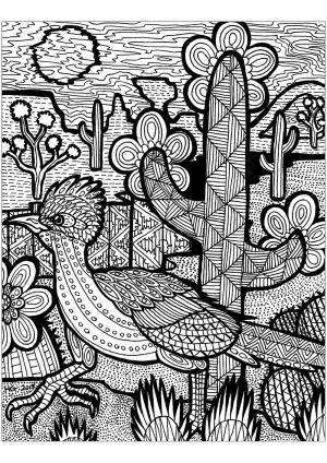 Zentangle boyama sayfası,  coloring page, Çöl zentangle, 