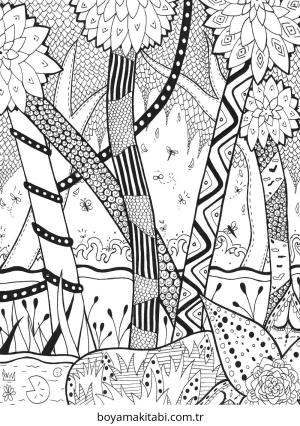 Zentangle boyama sayfası – renkli çizimler, okul öncesi