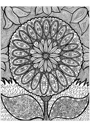 Zentangle boyama sayfası,  coloring page, Çiçek zentangle, 